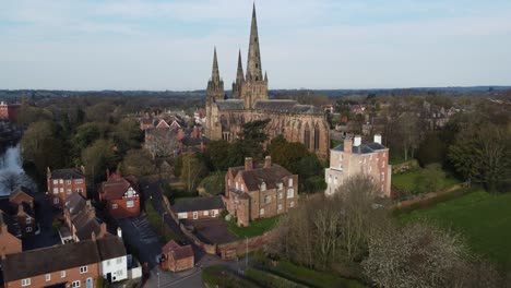 lichfield cathedral aerial east side of city