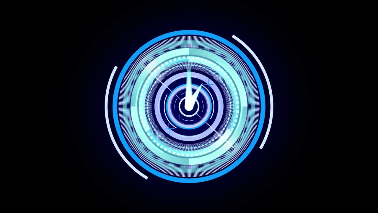 animación de escaneo de alcance con reloj sobre fondo negro