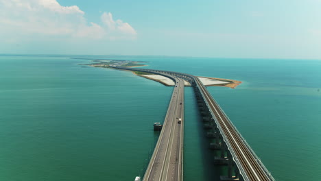 long winding bridge over the ocean