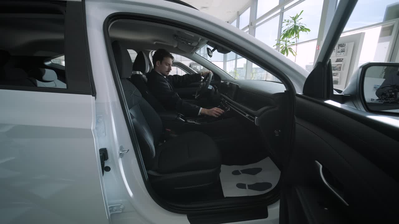 Man in a car interior