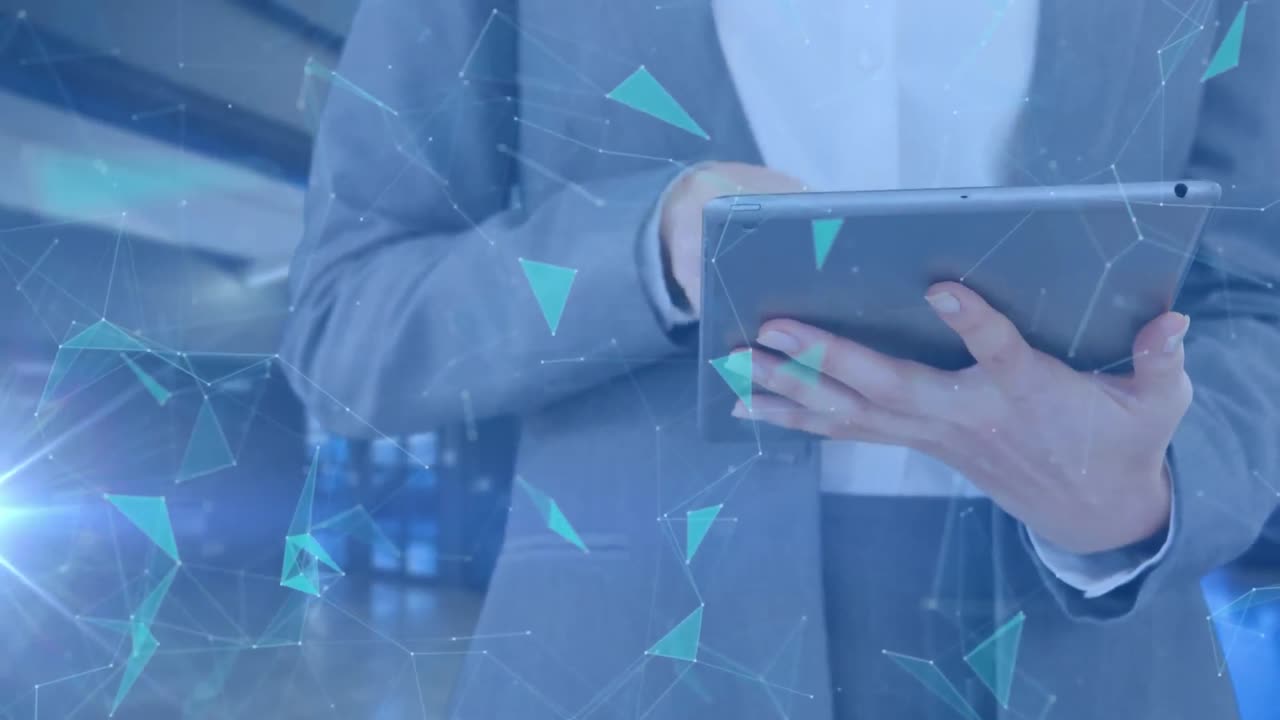 タブレットを使用して人間の上での接続ネットワークのアニメーション