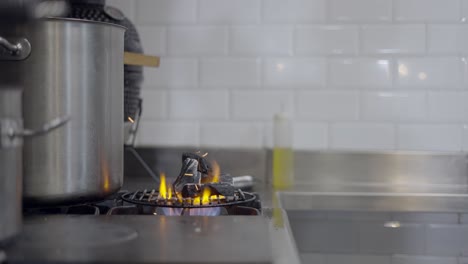 charcoal grill in commercial kitchen