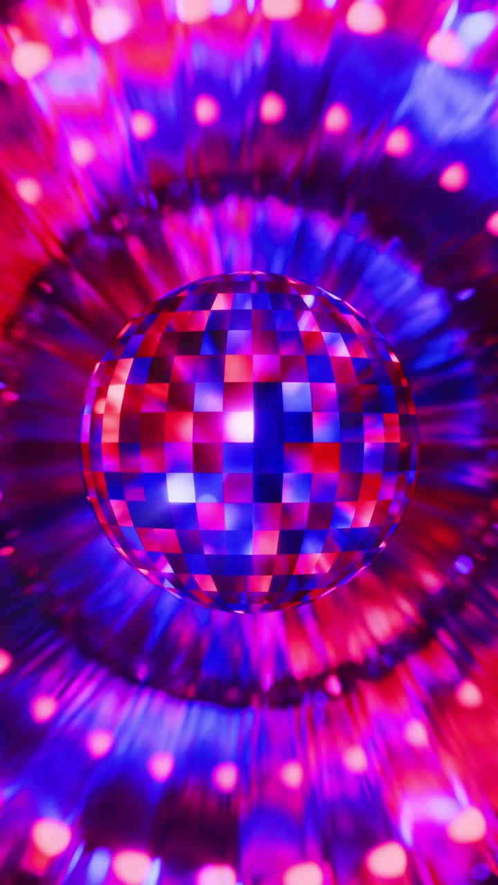 Colorful Disco Ball Animation with Radiant Light Effects. Vertical looped animation