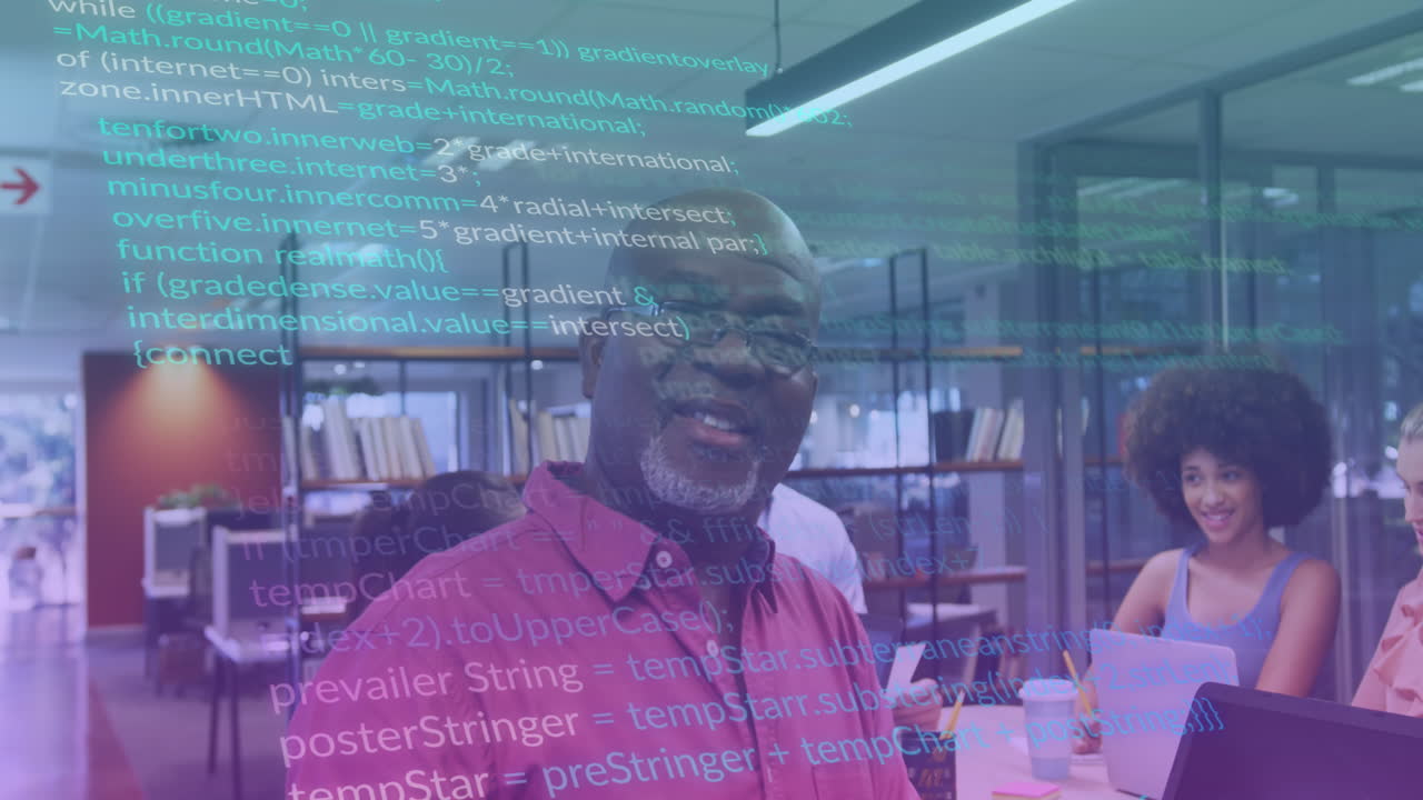 Animation of data processing over diverse business people