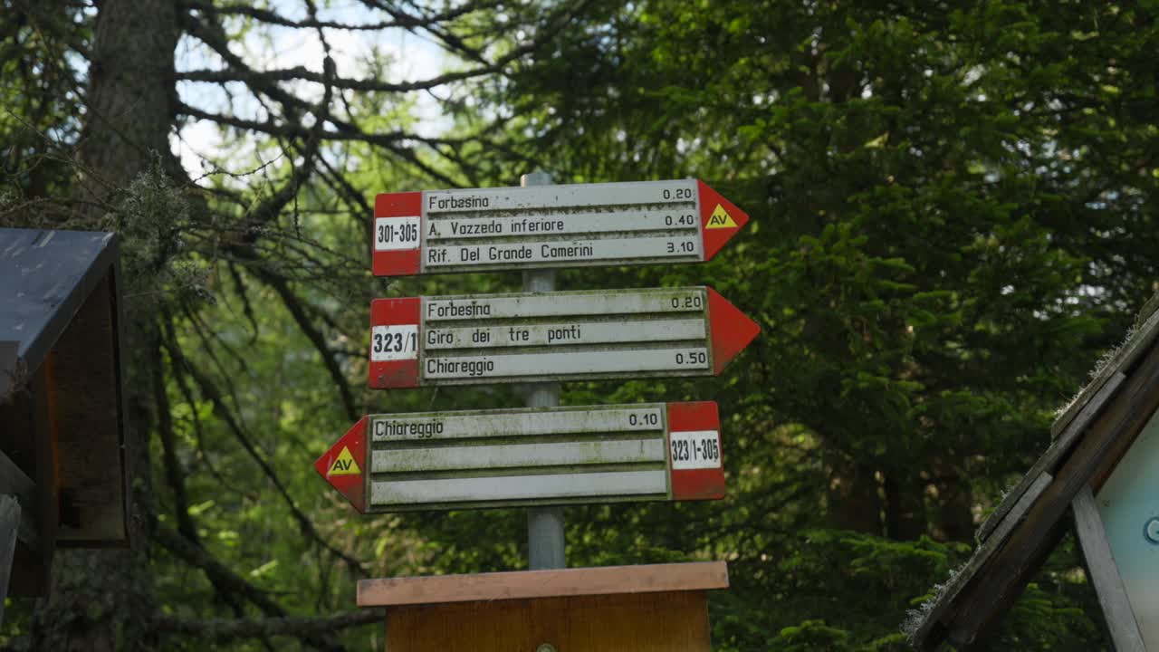 알페 벤티나 (alpe ventina) 의 하이킹 루트에 대한 표지판