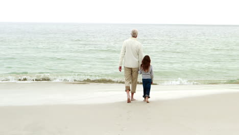 Abuelo-Y-Nieta-Caminando-Juntos