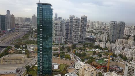 modern buildings in north tel aviv with sea landscape- aerial