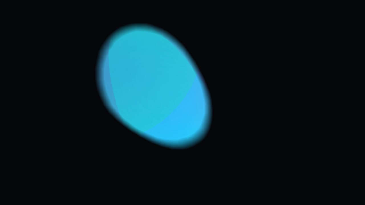 Abstract Glowing Cyan and Blue Organic Shape Moving on Black Background