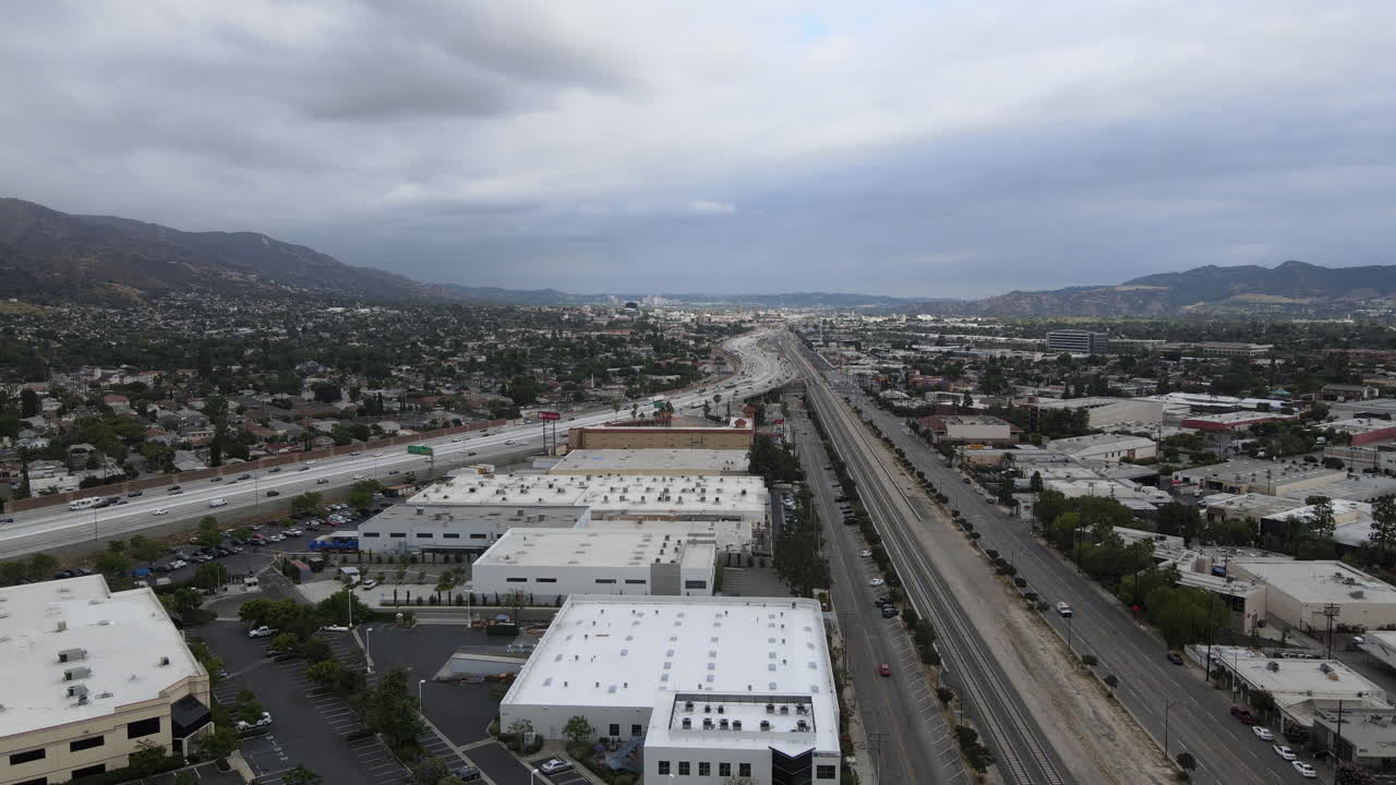 Glendale California drone 4k view. Freeway 5
