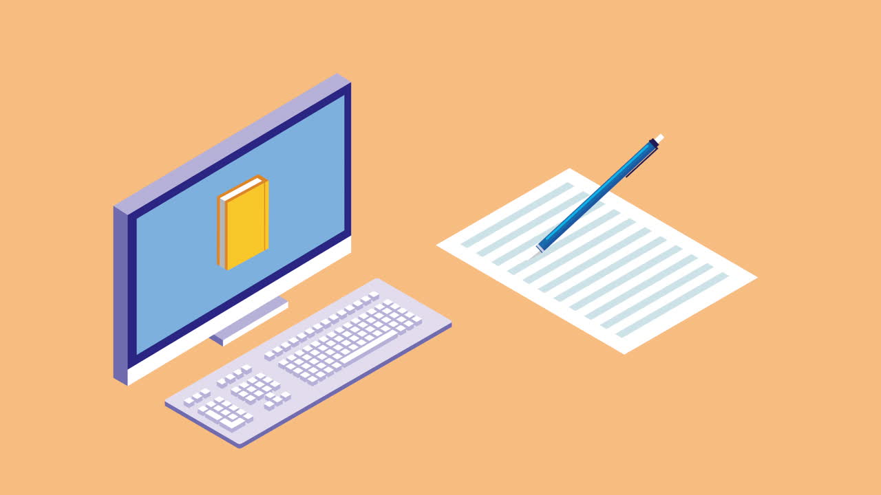 tecnología de educación en línea con escritorio