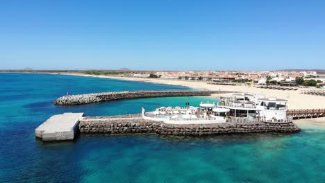 aerial view of bikini beach club and breakwater in sal cape verde