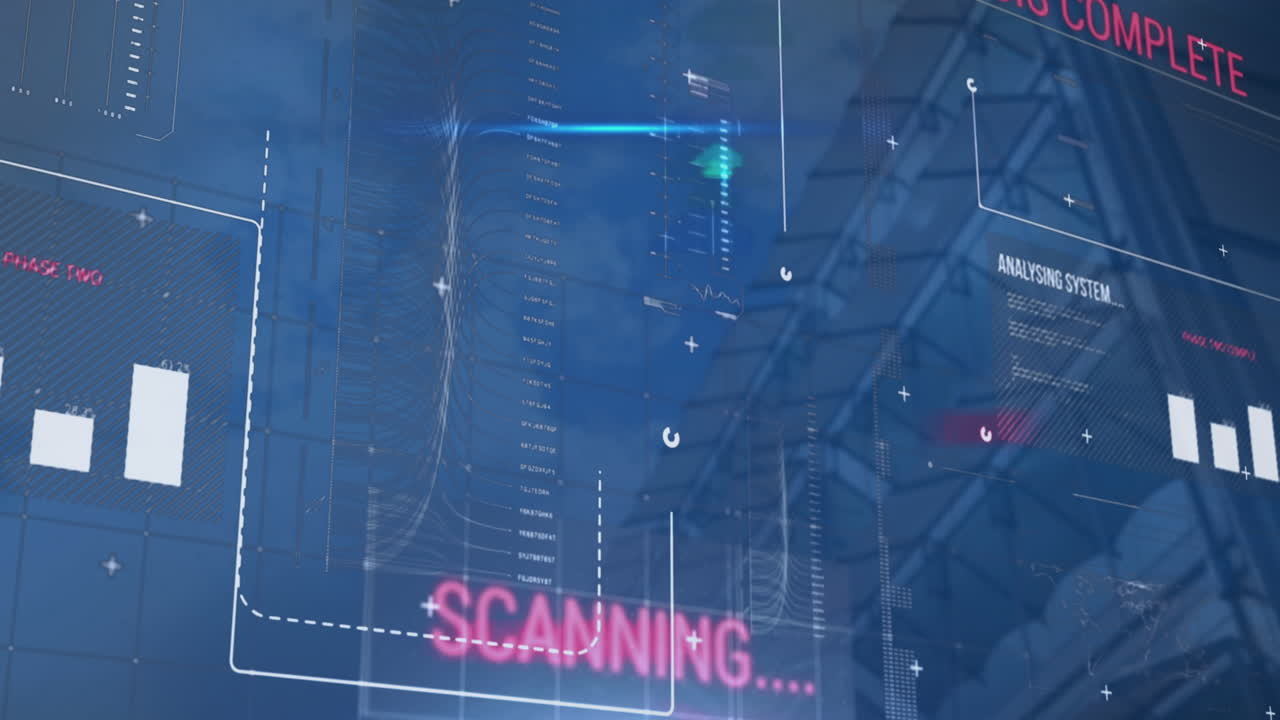 Animation of data processing over cityscape