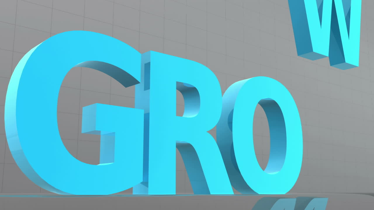 grandes letras descienden desde arriba y deletrear la palabra crecer