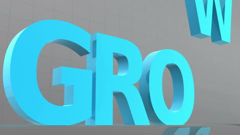 large letters descend from above and spell the word grow