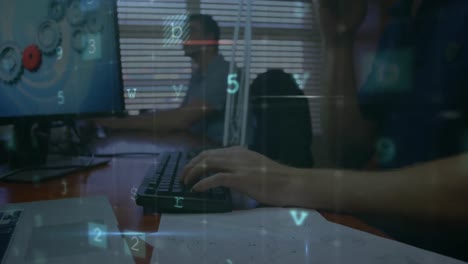 animación de advertencia de ataque cibernético sobre científicos que usan computadoras