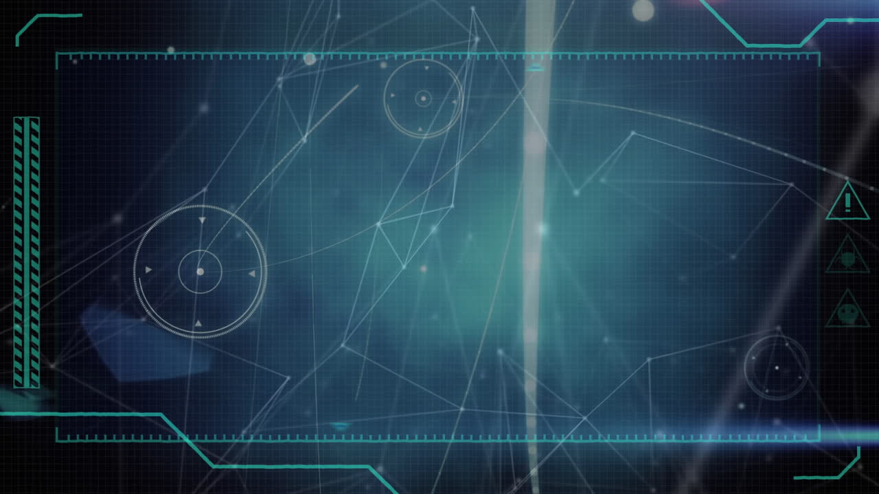 Animation of networks of connections and light over black background