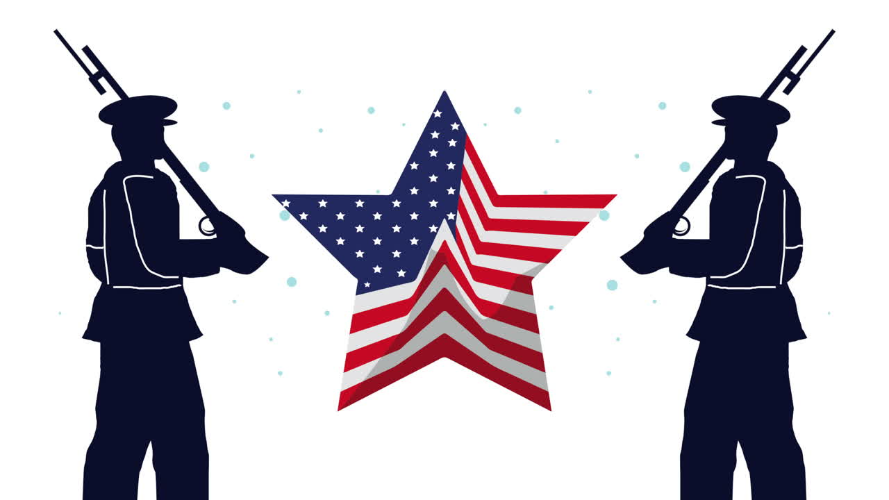 American Soldiers Guarding a Star-Shaped American Flag