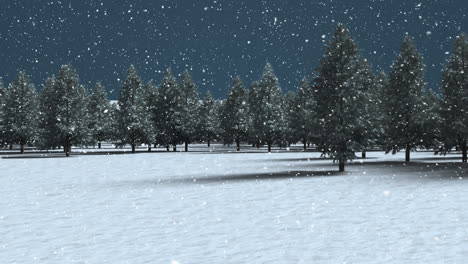 animation of spots of light over snow falling and winter landscape