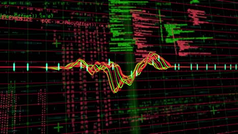 Gráficos-Que-Se-Mueven-Contra-El-Procesamiento-De-Datos-De-La-Interfaz-Digital-Sobre-Fondo-Negro.