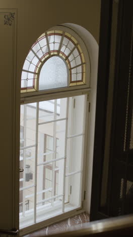 elegant stained glass window in a historical building