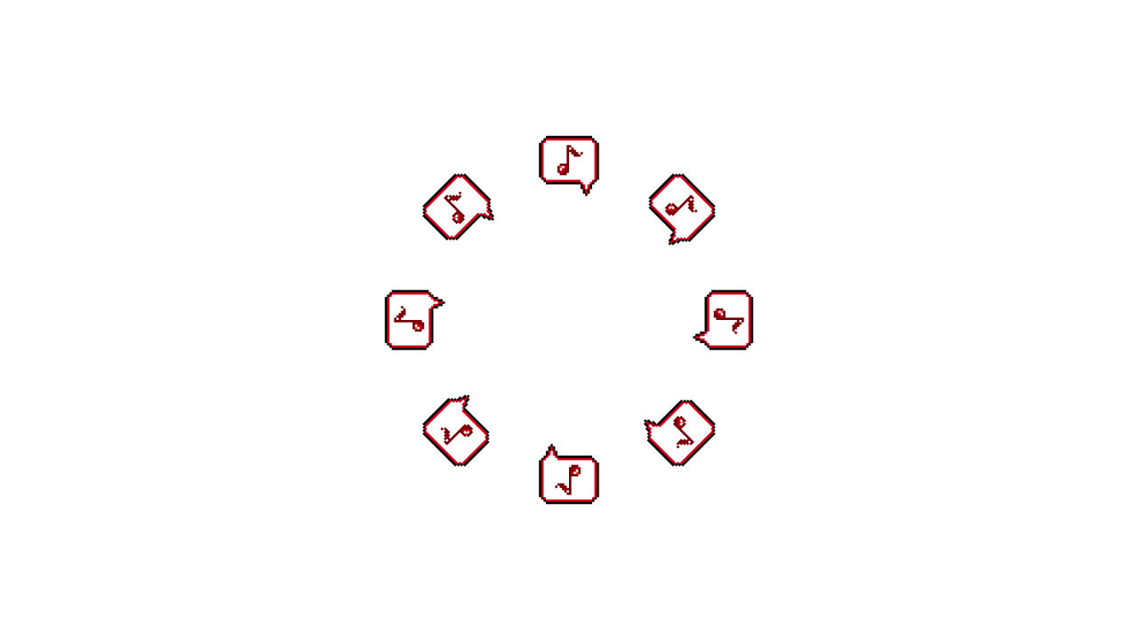 Pixel Art Speech bubble Eighth note Spinning Circle Animated Overlay Transparent 30fps (4)