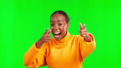 Excited,-singing-and-portrait-dancing-black-woman