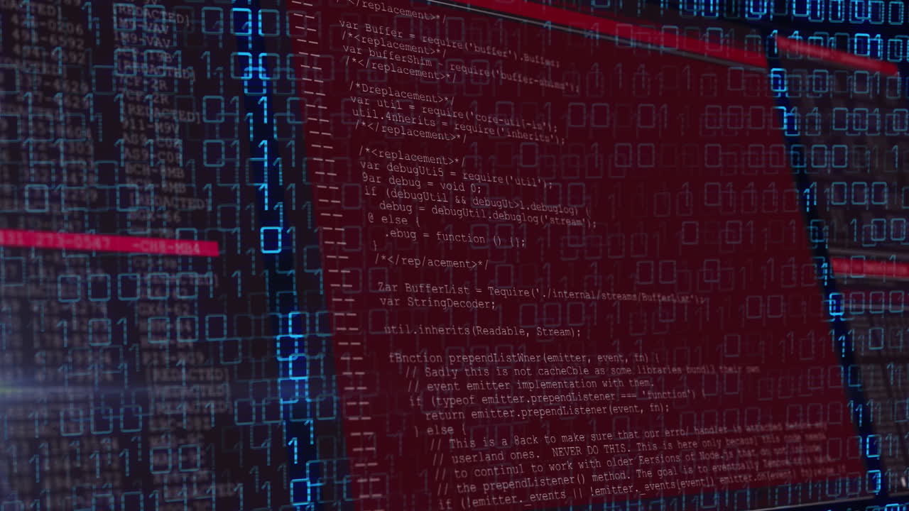 animación de codificación binaria y procesamiento de datos en pantallas