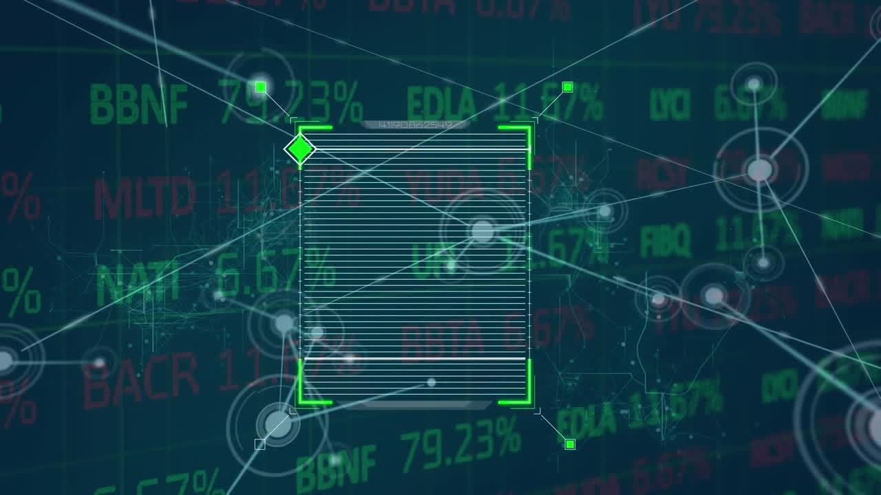 animación del escaneo del alcance y el procesamiento de datos financieros