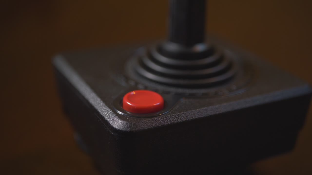 Extreme Close-Up Of Atari Video Computer Console Videogame Joystick