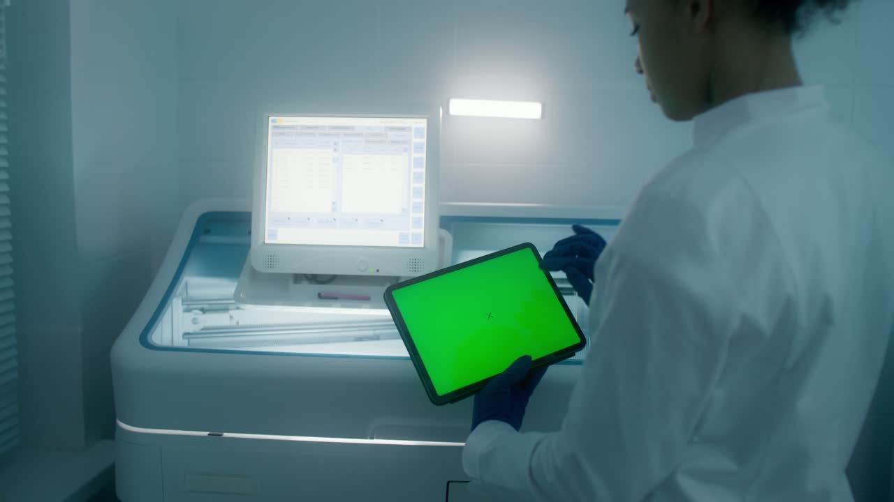 científico usando una tableta en un laboratorio