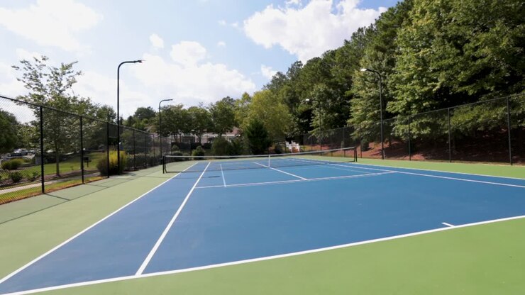 Panoramica a destra di un campo da tennis