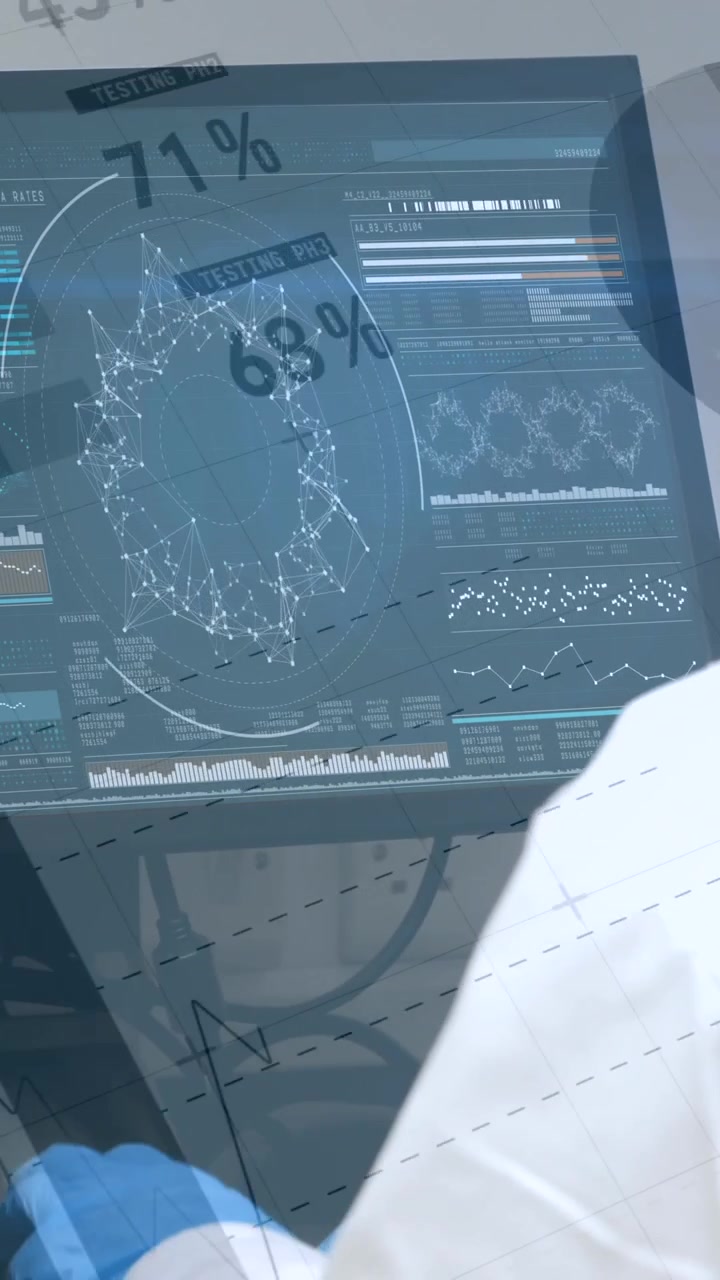 Female scientist looking at a screen 4k