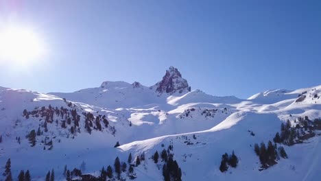 Shot-of-a-mountain-peak-in-Flums,-Switzerland-on-a-beautiful-sunny-winter-day