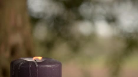 los parpadeos de las velas en el jardín rural