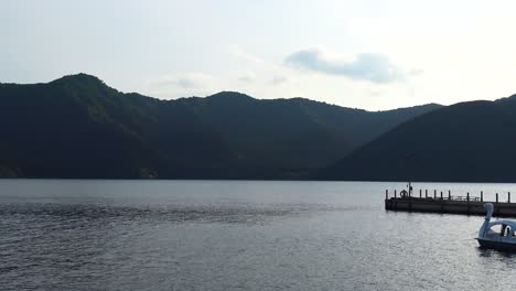 the view of ashi lake from coast