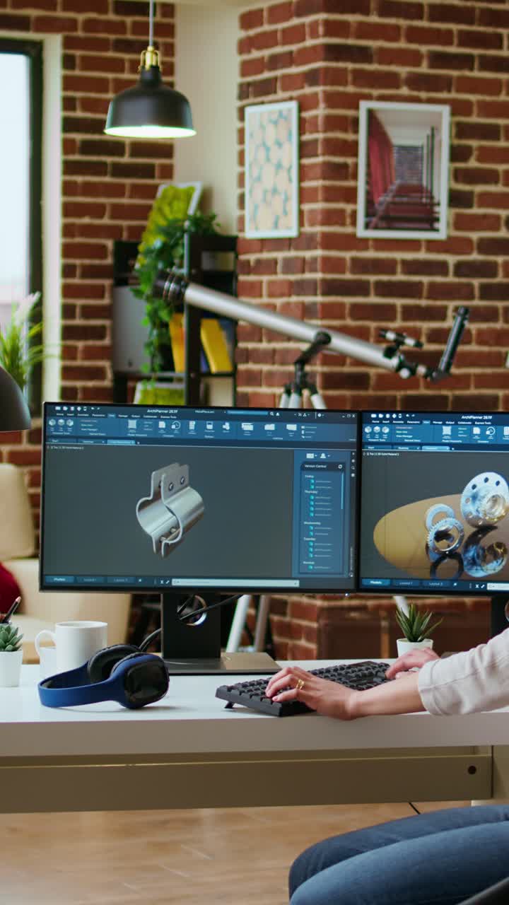 Vertical Video Expert engineer develops industrial prototypes using 3D modeling software