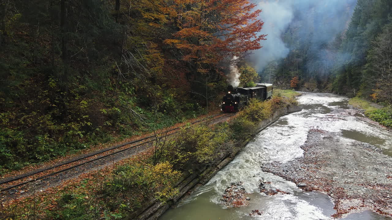 Steam Train Journey Through Autumn Forest