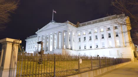 united states department of treasury building - washington, dc - south entrance - night