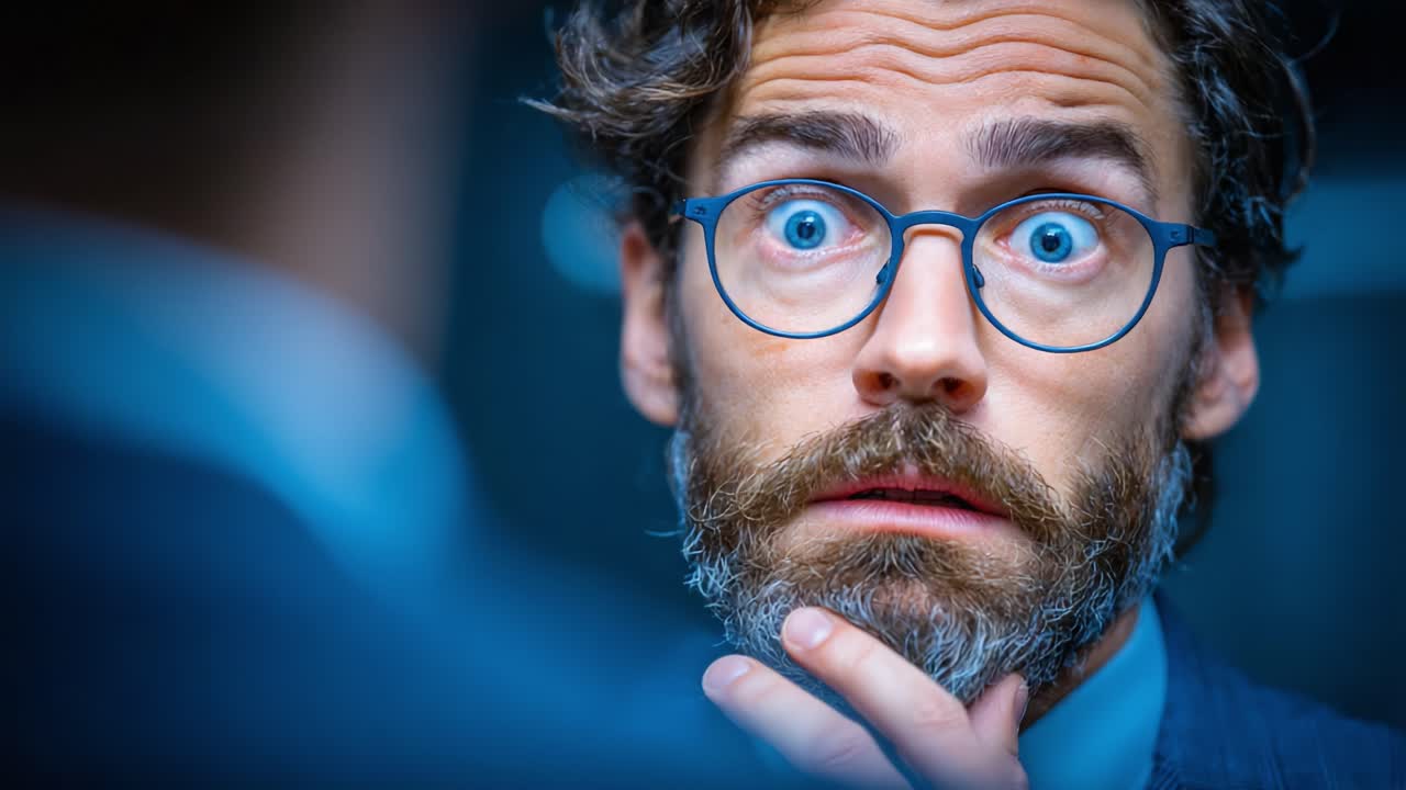 Astonished Expression: Capturing the Moment of Shock and Surprise in a Professional Setting with a Focus on Facial Features and Emotions