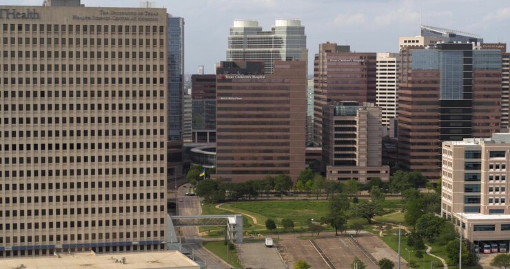 Vista drone del Texas Medical Center a Houston