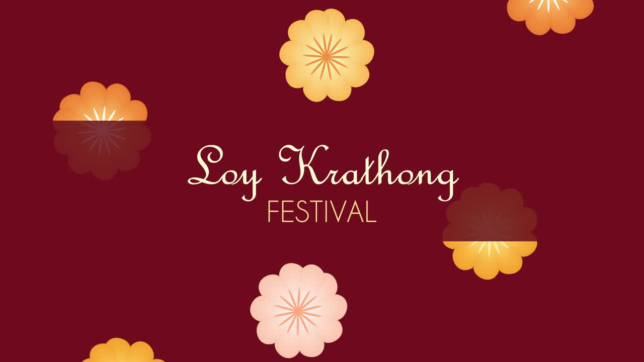 letras loy krathong con animación de flores