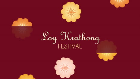 loy krathong lettering with flowers animation