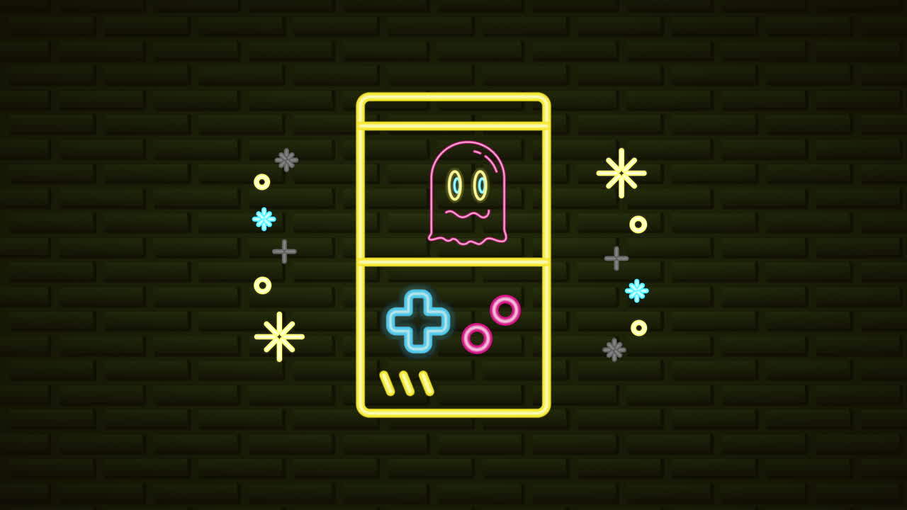 dispositivo de empuñadura de videojuegos de pared con luz de neón