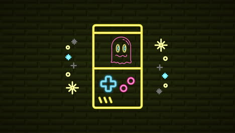 dispositivo de empuñadura de videojuegos de pared con luz de neón