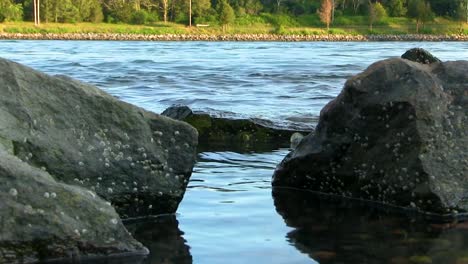 water splashing on rocks in cape cod canal