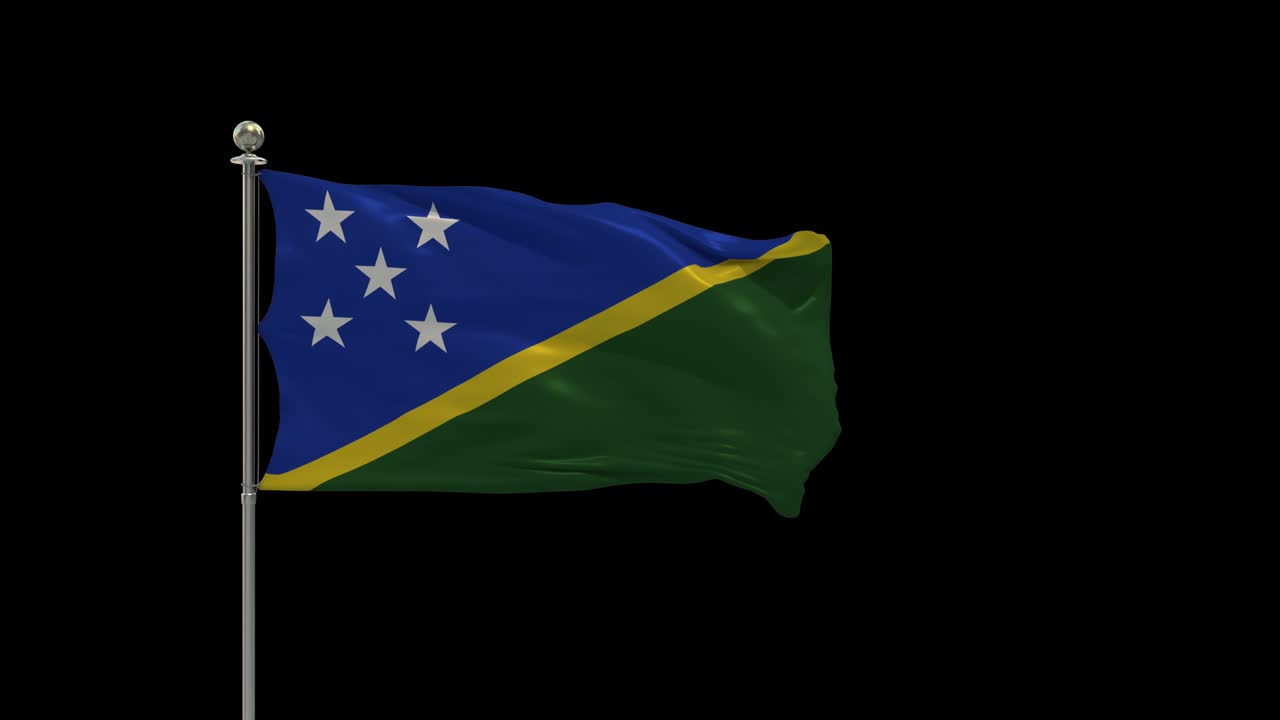 islas salomón varias banderas ondeando la bandera nacional en el poste, la bandera de la mesa