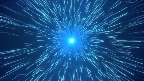 4k blauwe golf deeltjes is een spectaculaire beweging, blauwe licht deeltjes stijgen.