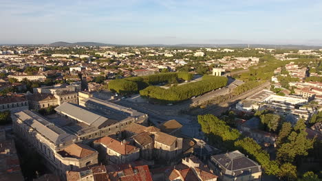 promenade du peyrou aerial view sunrise time.