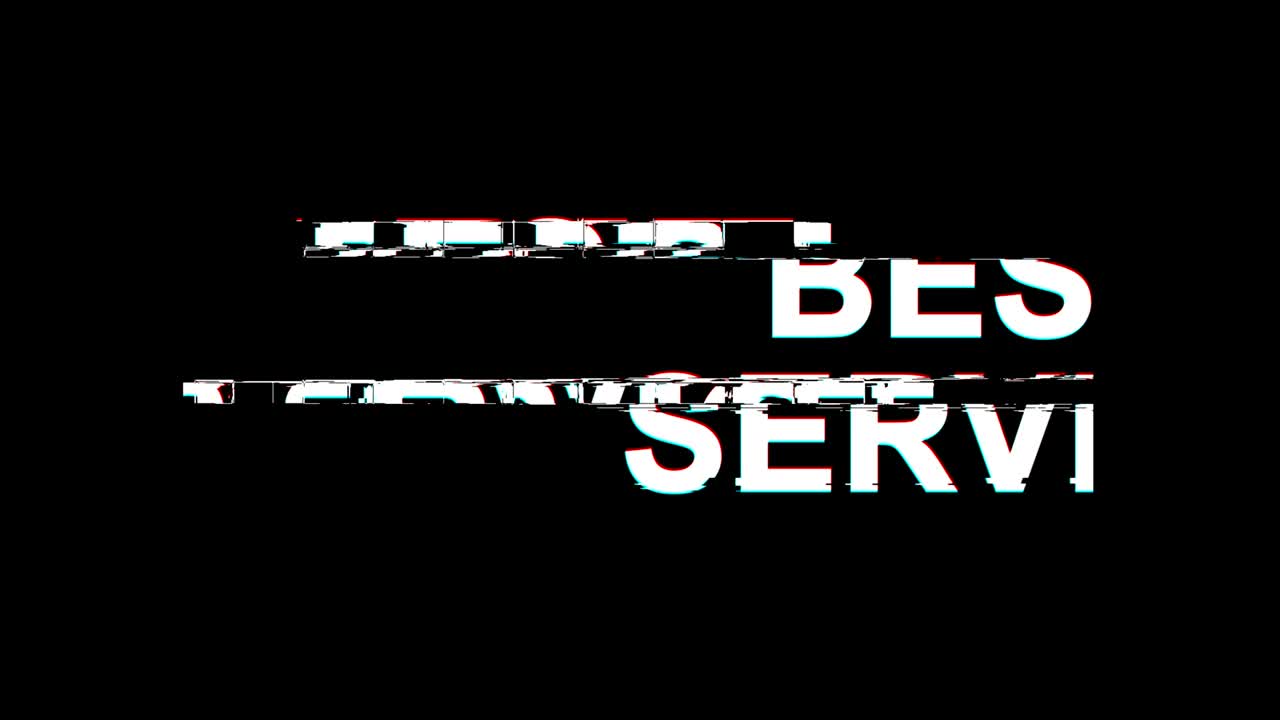 mejor servicio efecto glitch texto distorsión de televisión digital animación en bucle 4k