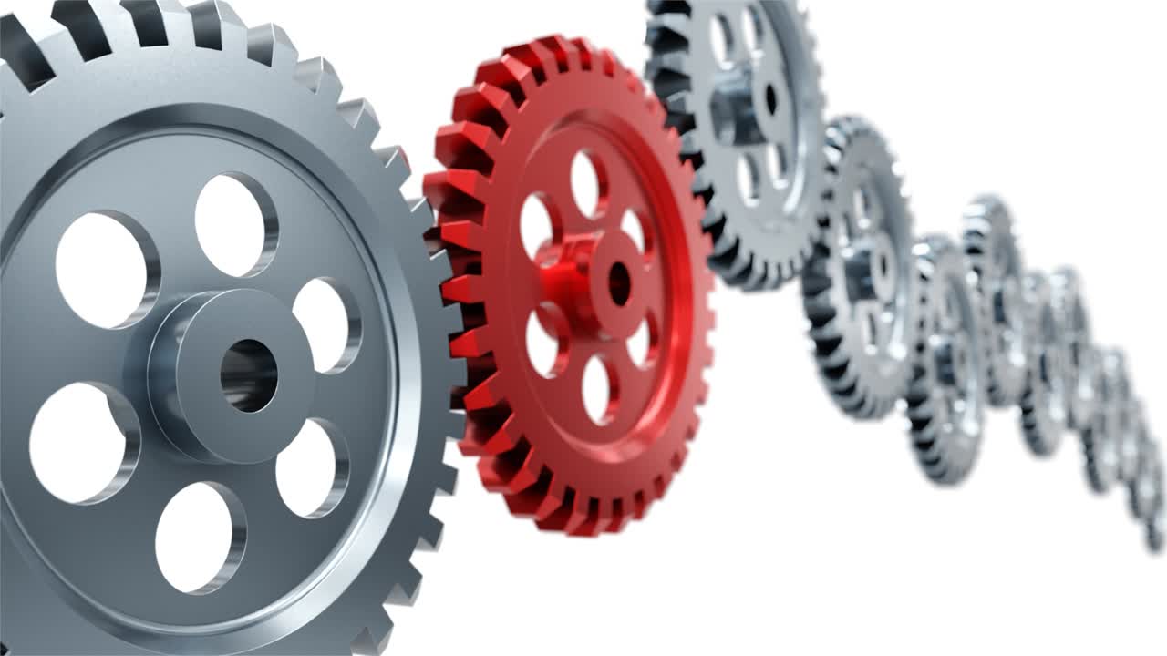 기어와 함께 산업용 비디오 배경 3d 애니메이션